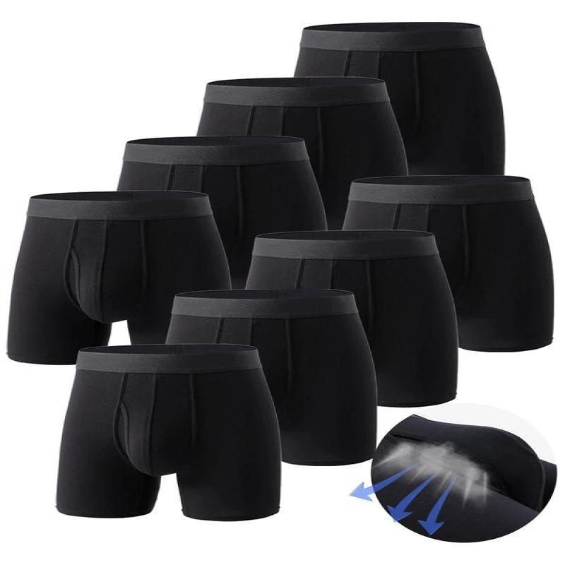 Men's Pure Color Bamboo Fiber Boxing Underwear Breathable by GJG Denim