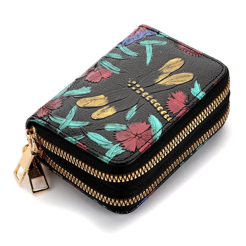 Women's Multiple Card Slots Hand-painted Wallet Double Layer by GJG Denim
