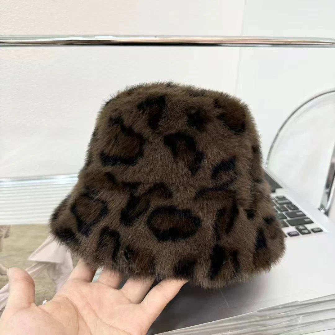 Versatile Faux Mink Fur Warm Cold-proof Windproof Face-flattering Fluffy Bucket Hat by GJG Denim