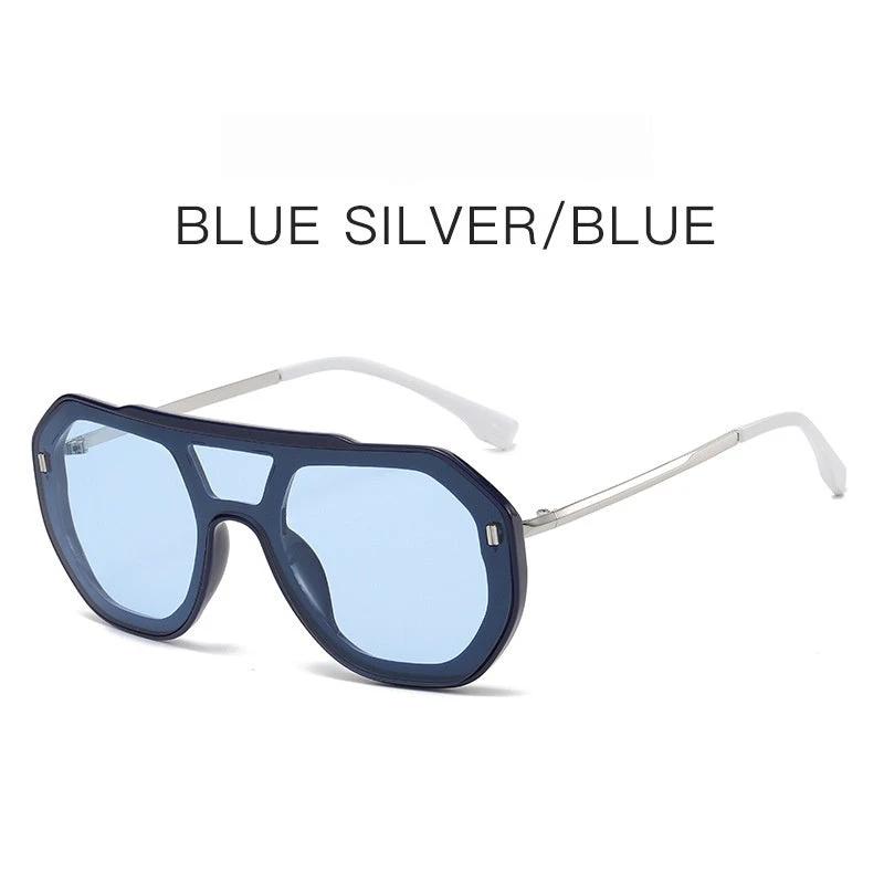 Large-frame Personalized Semi-metal One-piece Sunglasses For Men by GJG Denim