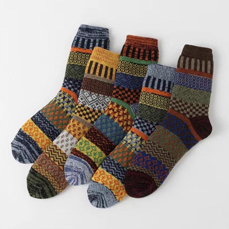 Retro Large Square Wool Socks For Men by GJG Denim