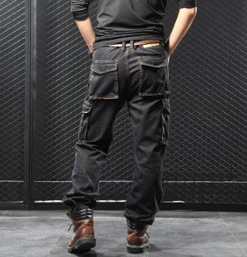 Men's Straight Loose Fit Cargo Jeans by GJG Denim