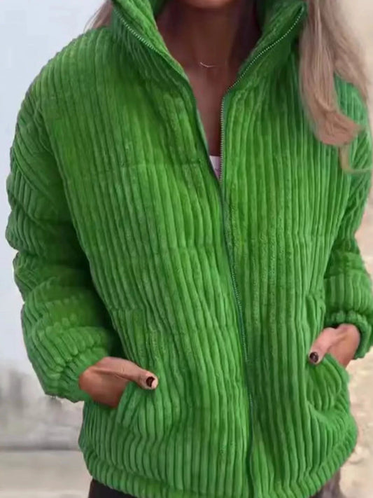 Full Size Zip Up Turtleneck Long Sleeve Winter Coat Plus Size by Lady Ros