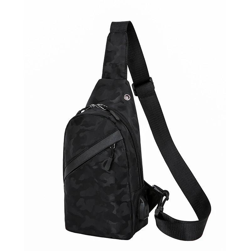 Men's Camouflage Chest Bags With Headphone Hole by GJG Denim