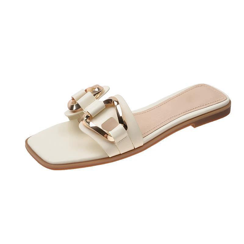 Flat sandals gold hardware by GJG Denim