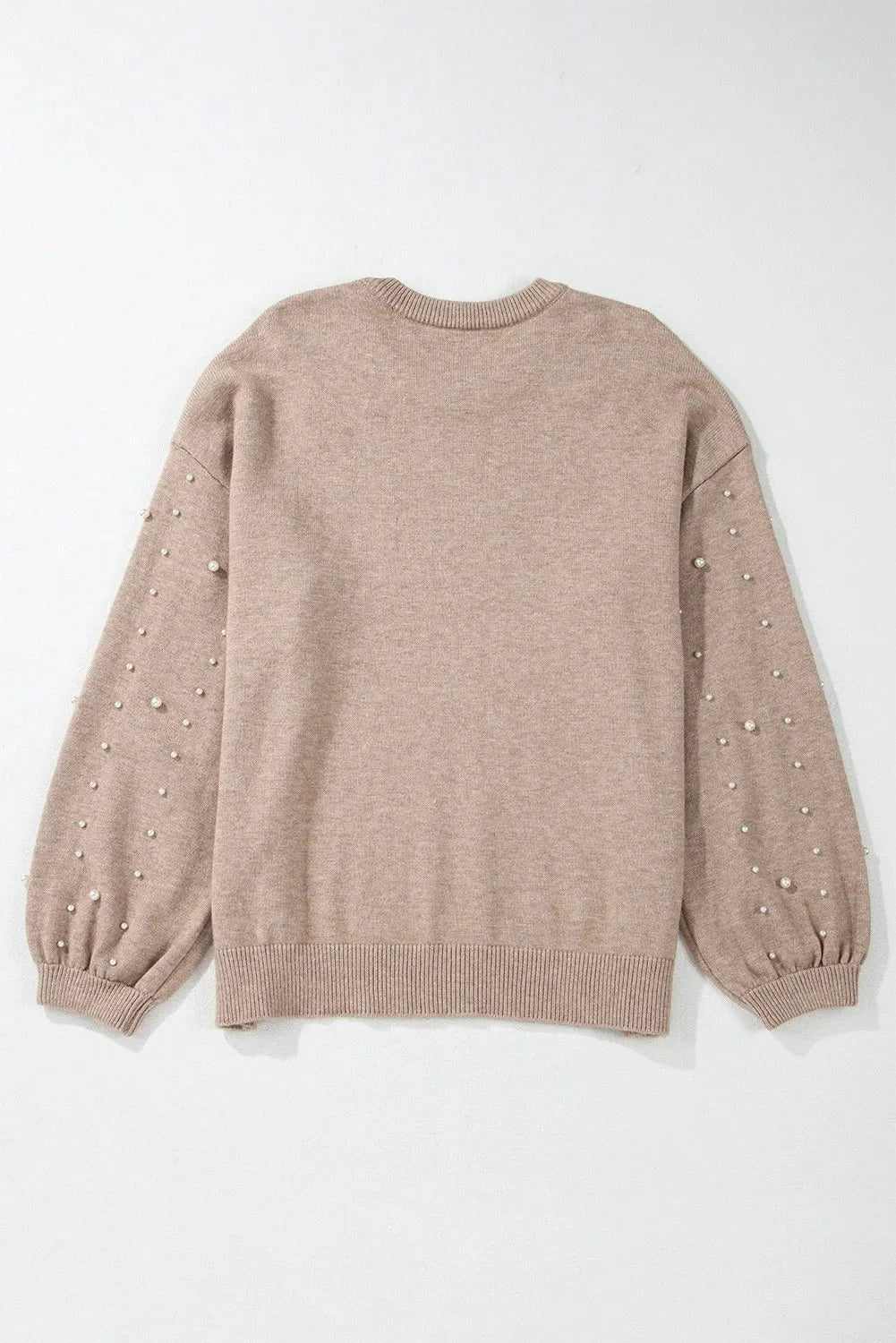 Plus Size Pearl Detail Round Neck Long Sleeve Sweater by Lady Ros