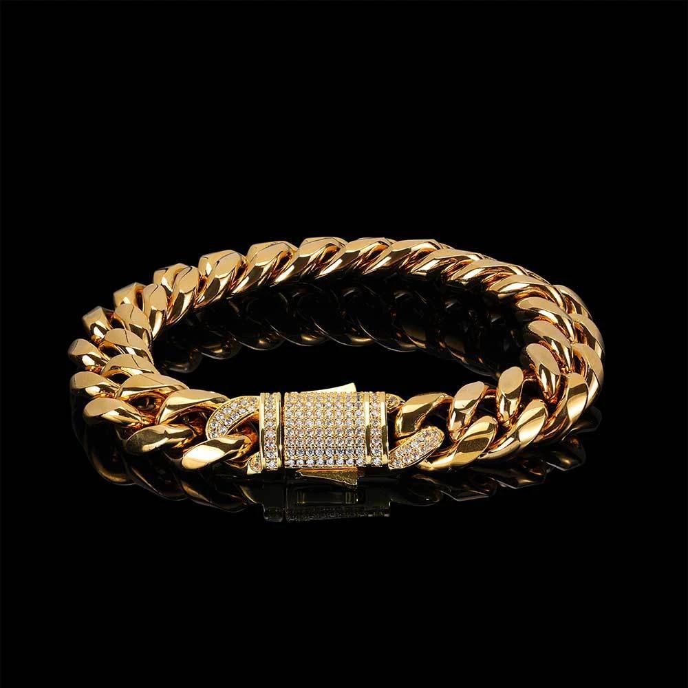 Men's Stainless Steel Cuban Chain Link Bracelet by GJG Denim