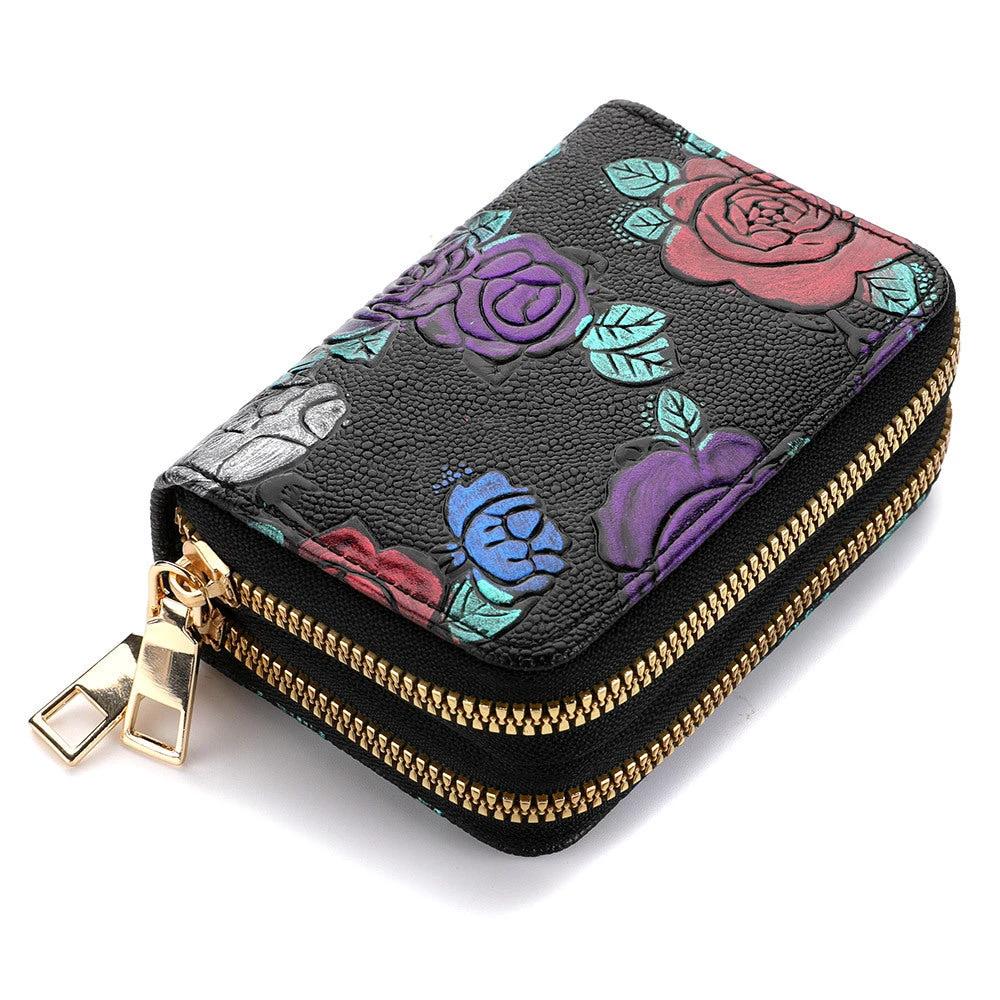 Women's Multiple Card Slots Hand-painted Wallet Double Layer by GJG Denim