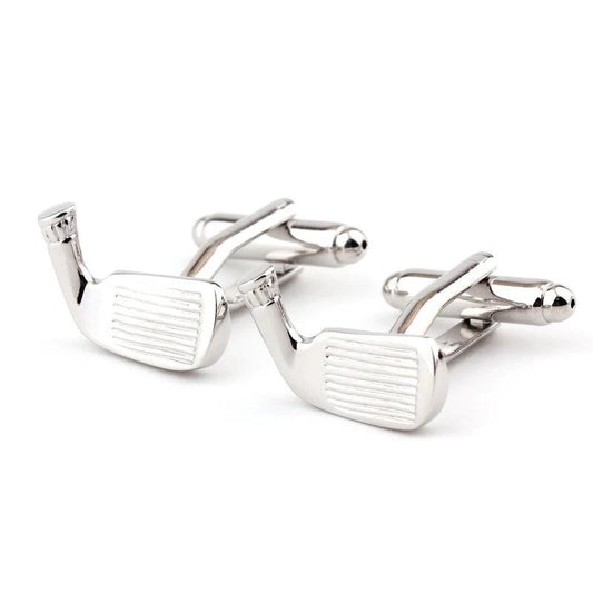 Golf Racket Shape Plain Metal Men's Cufflinks by GJG Denim