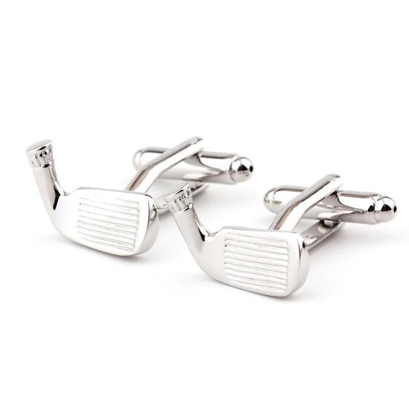 Golf Racket Shape Plain Metal Men's Cufflinks by GJG Denim