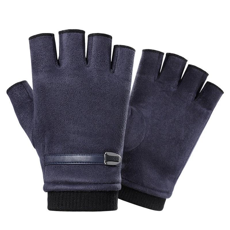 Half Finger Gloves Suede Finger Sports Outdoor Riding by GJG Denim