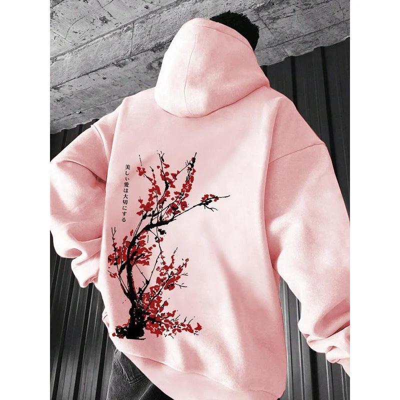 Men's Casual Printed Loose-fitting Hooded Sweatshirt by GJG Denim