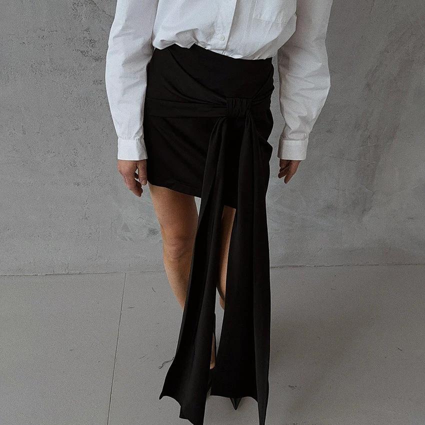 Women's Solid Color Loose Fashion Short Satin Skirt by GJG Denim