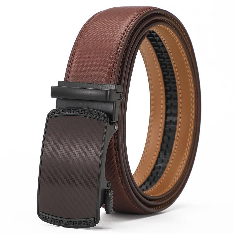 Automatic Buckle Leisure Business Belt Cowhide Belt by GJG Denim