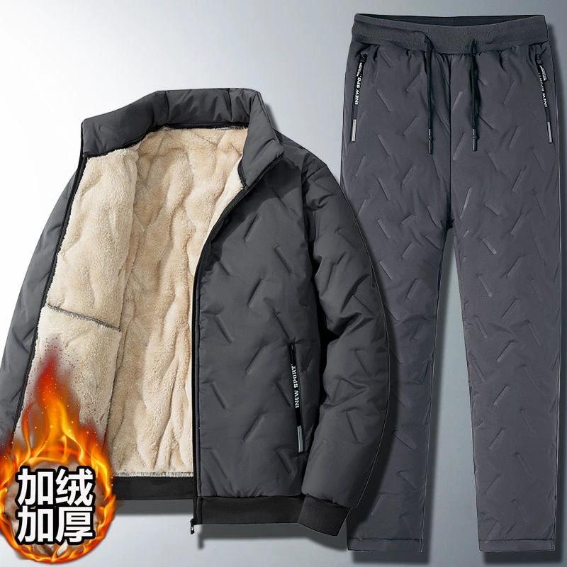 Men's Winter Cotton-padded Coat With Fleece Lining Suit by GJG Denim