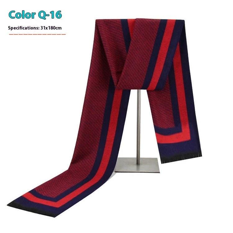 Men's Warm Cashmere-like Striped Scarf by GJG Denim