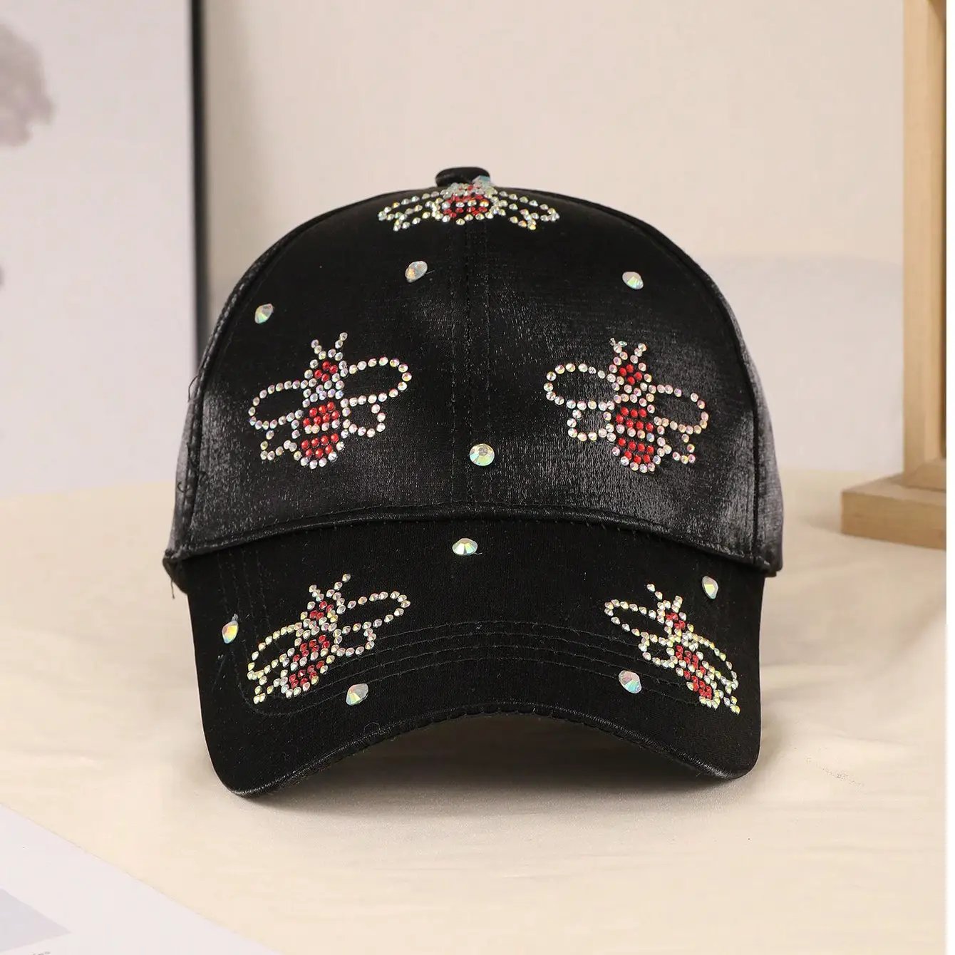 Women's Solid-color Beaded Bee Velvet Soft Sun-protective Trendy Baseball Cap, Suitable For Summer Outings And Shopping. by GJG Denim