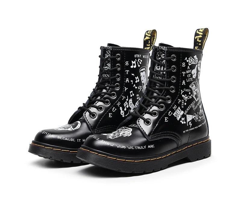 Men's Hard Leather Graffiti Boots by GJG Denim