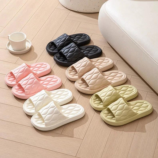 Ripple Style House Slippers EVA Soft Bathroom Slippers Women Men Shoes Home by GJG Denim