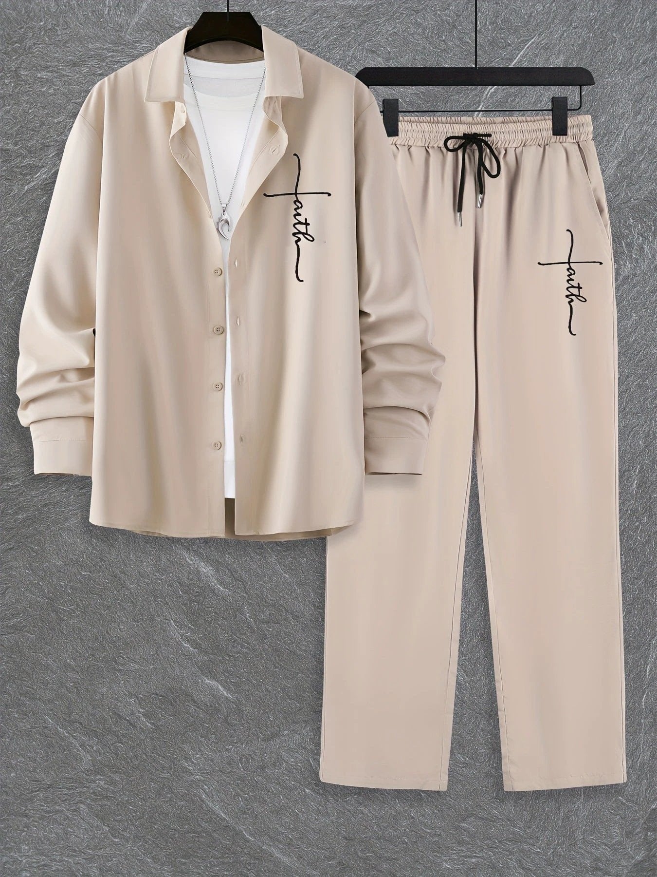 Fashion Trend Color Gradient Long Sleeve Shirt Trousers Suit by GJG Denim