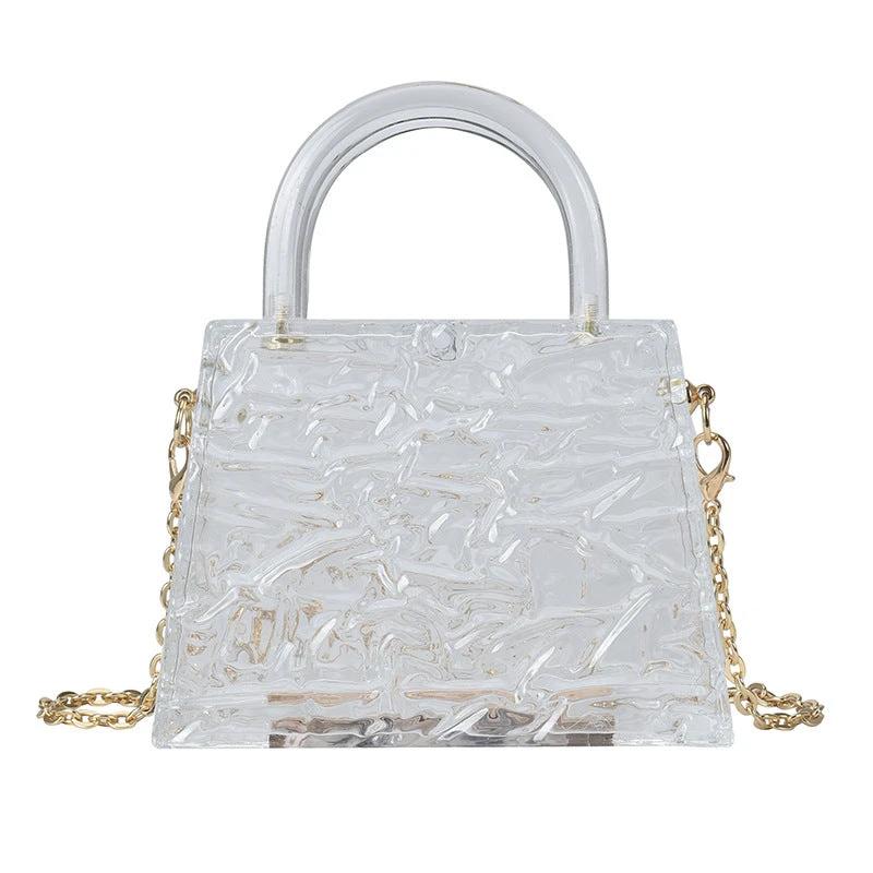 Super Mini Transparent Chain Small hand Bag Lipstick Bag Headphone Bag Women by GJG Denim