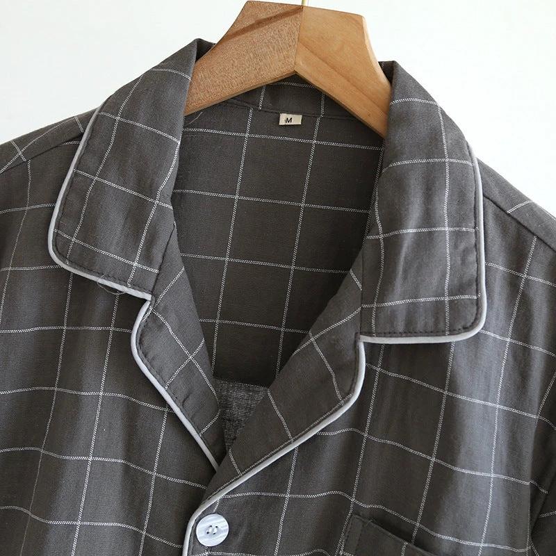 Single-line Plaid Pajamas For Men by GJG Denim