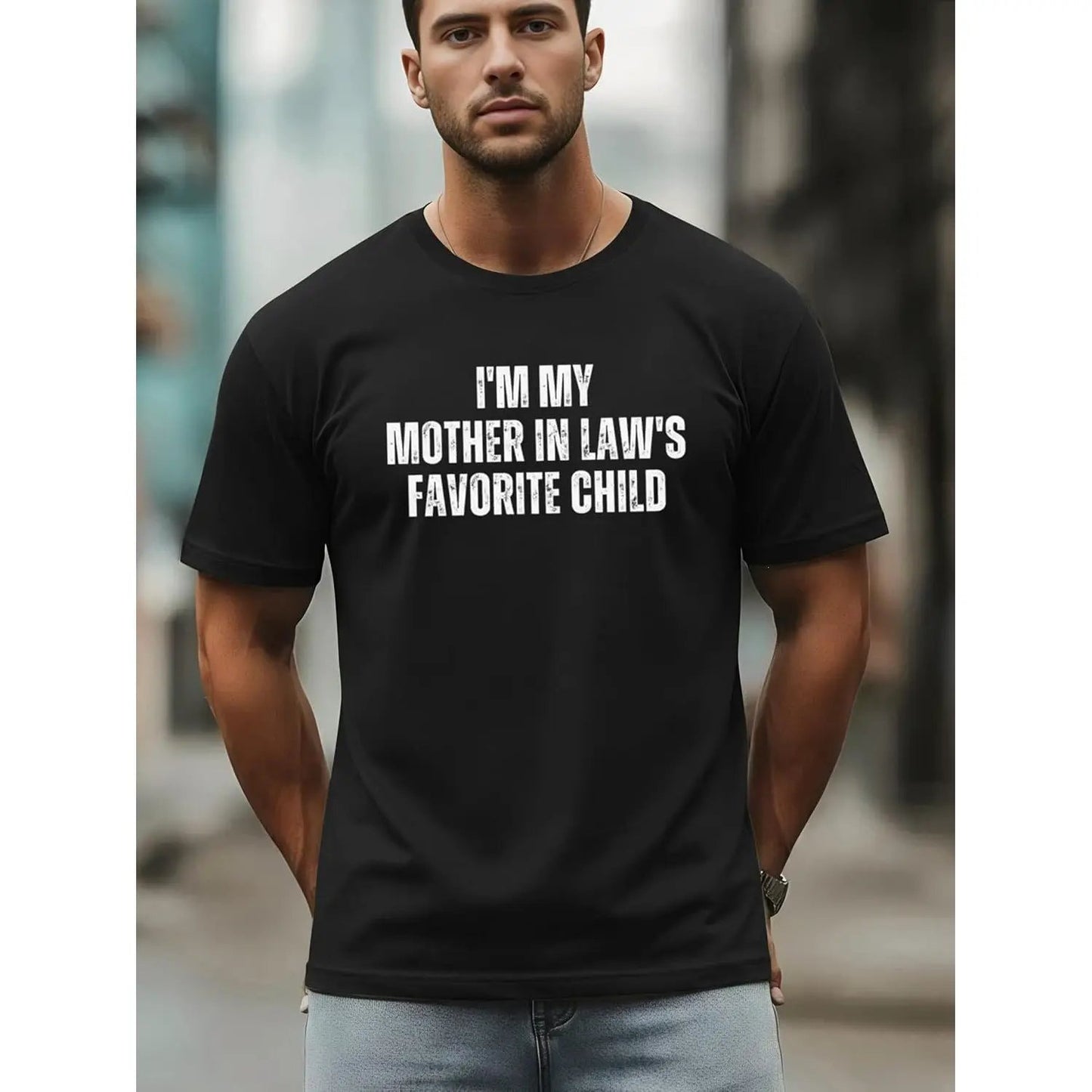 Men's Humorous Letter-Print Fashion Short-Sleeve T-shirt by GJG Denim