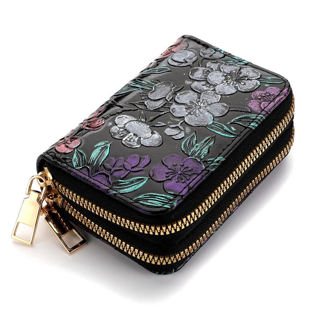 Women's Multiple Card Slots Hand-painted Wallet Double Layer by GJG Denim
