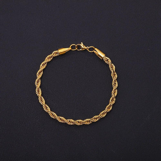 18K Vacuum-Plated Color-Protecting Stainless Steel Twisted Bracelet For Men by GJG Denim