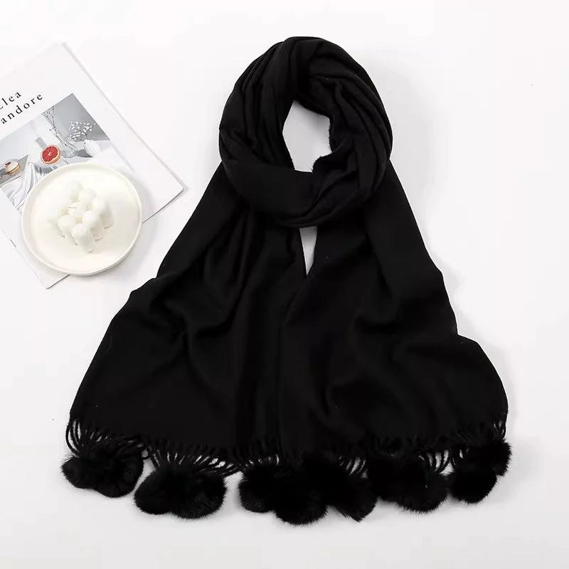 Solid Color Cashmere Like Scarf With Fleece Lining For Extra Warmth by GJG Denim