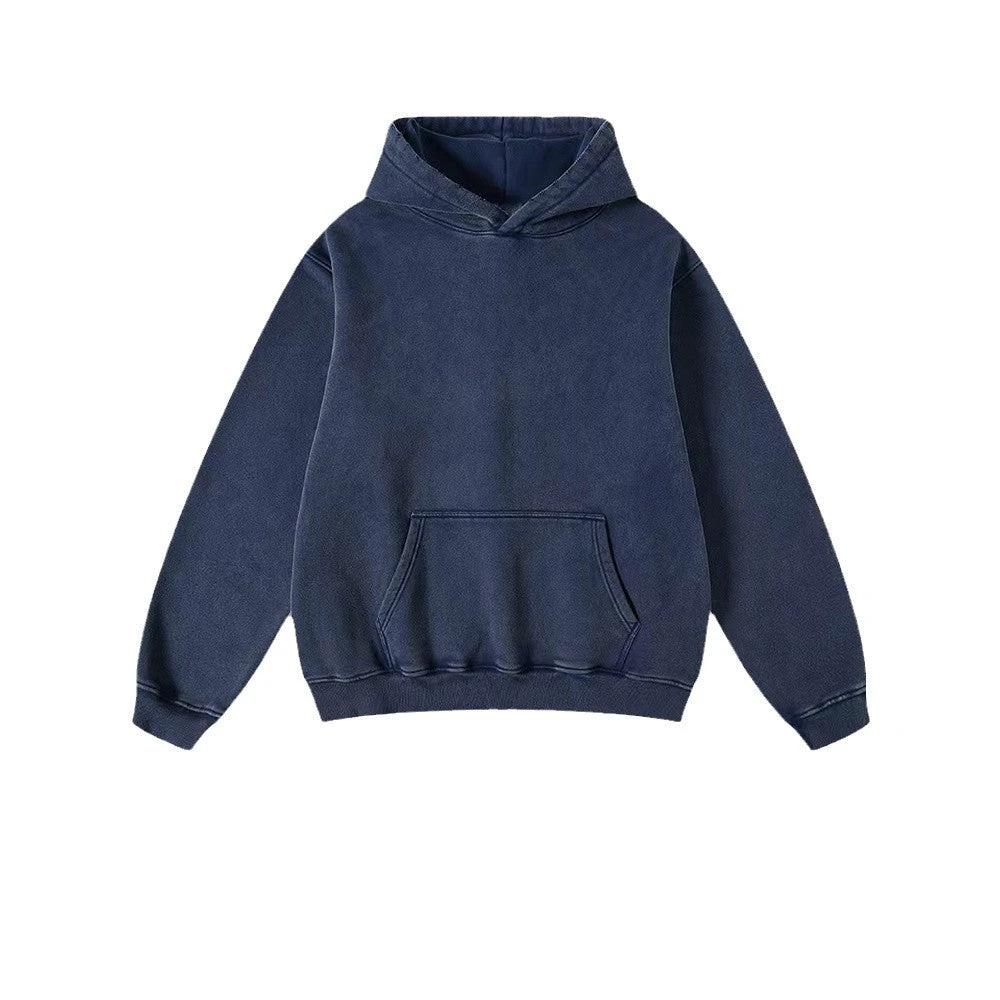 Men's Heavy Fleece-lined Thickened Retro Washed Sweater by GJG Denim