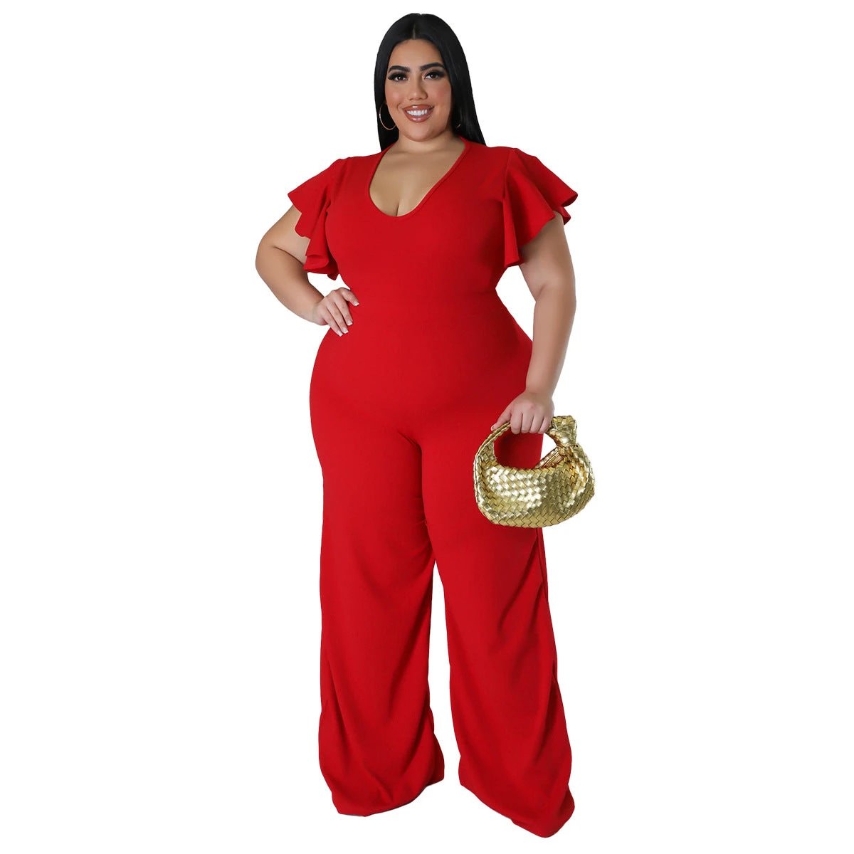 Lotus-leaf Women's Wide-leg Jumpsuit by GJG Denim
