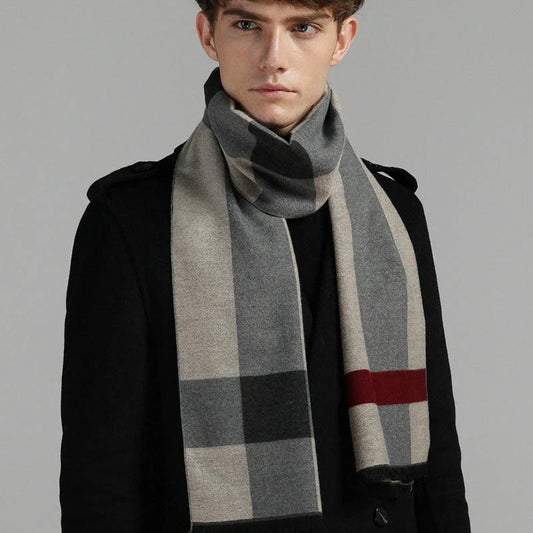 Simple Plaid Warm Keeping Artificial Cashmere Scarf by GJG Denim