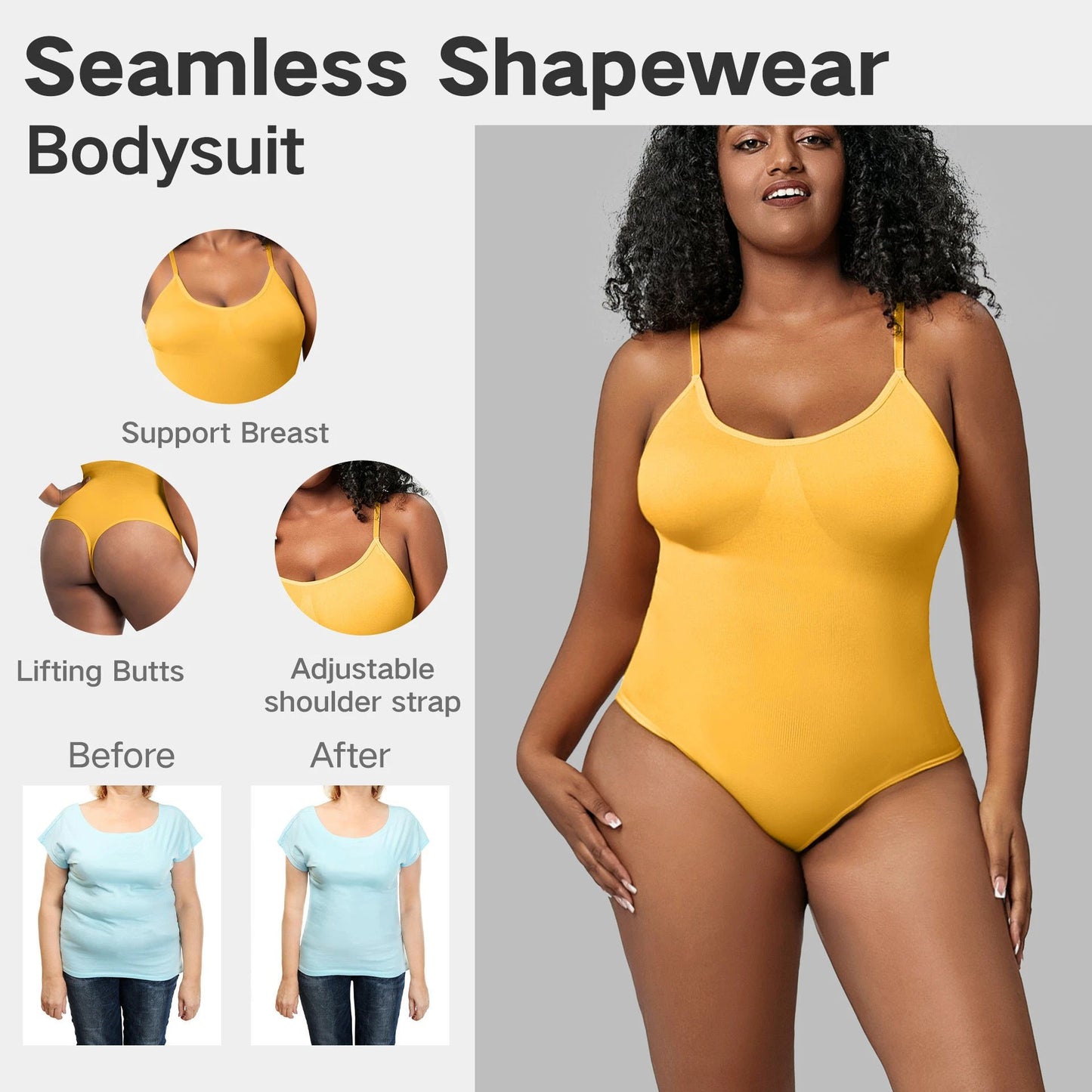 Large Seamless One Piece Bodysuit For Women by GJG Denim