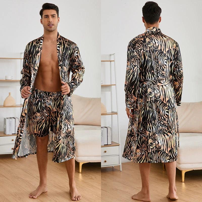 Men's Silk Bathrobe Pajamas Set by GJG Denim