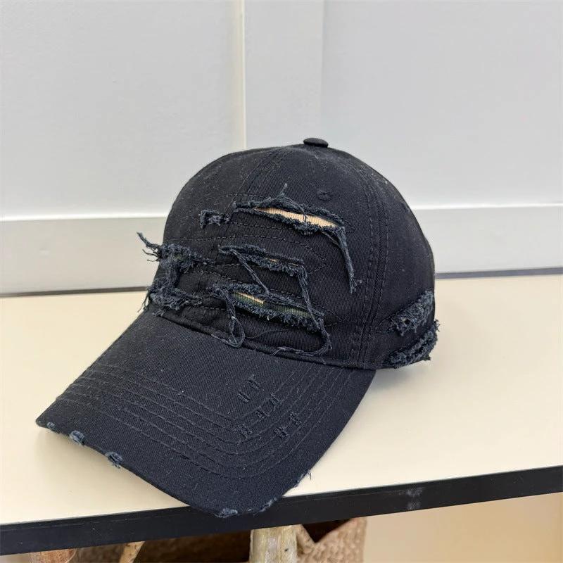 Men's Old Ripped Soft Top Baseball Cap by GJG Denim