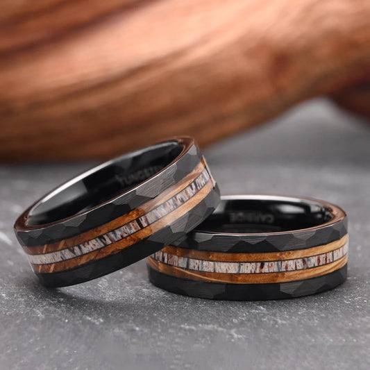 Electric Black Tungsten Steel Inlaid Ring For Men by GJG Denim