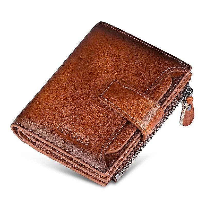 Men's Short Large Capacity Multiple Card Slots Multifunctional Zipper Small Wallet by GJG Denim
