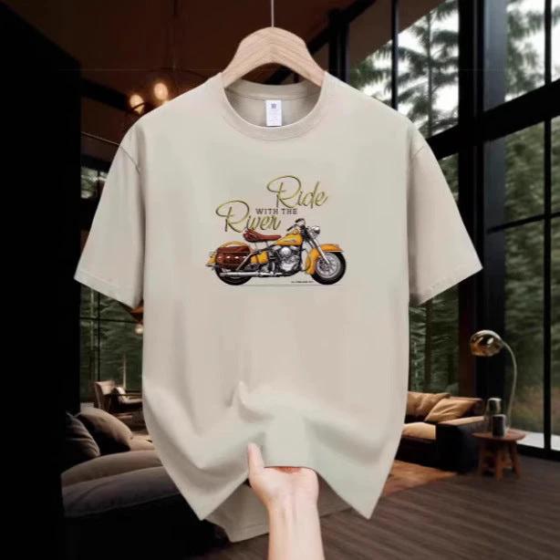 Men's Motorcycle Pattern Printed T-shirt by GJG Denim