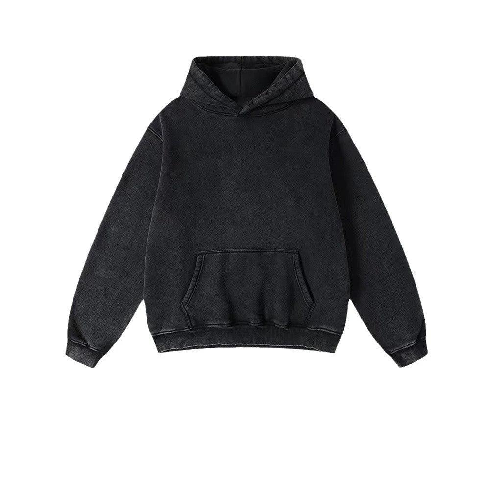 Men's Heavy Fleece-lined Thickened Retro Washed Sweater by GJG Denim