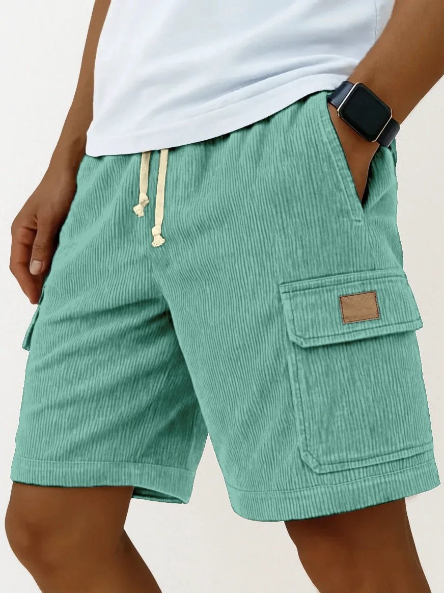 Mens Drawstring Corduroy Side-Pocket Shorts by GJG Denim