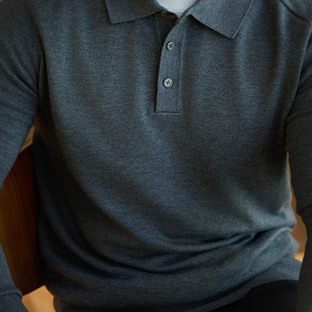 Men's Lapel Long Sleeve Sweater by GJG Denim