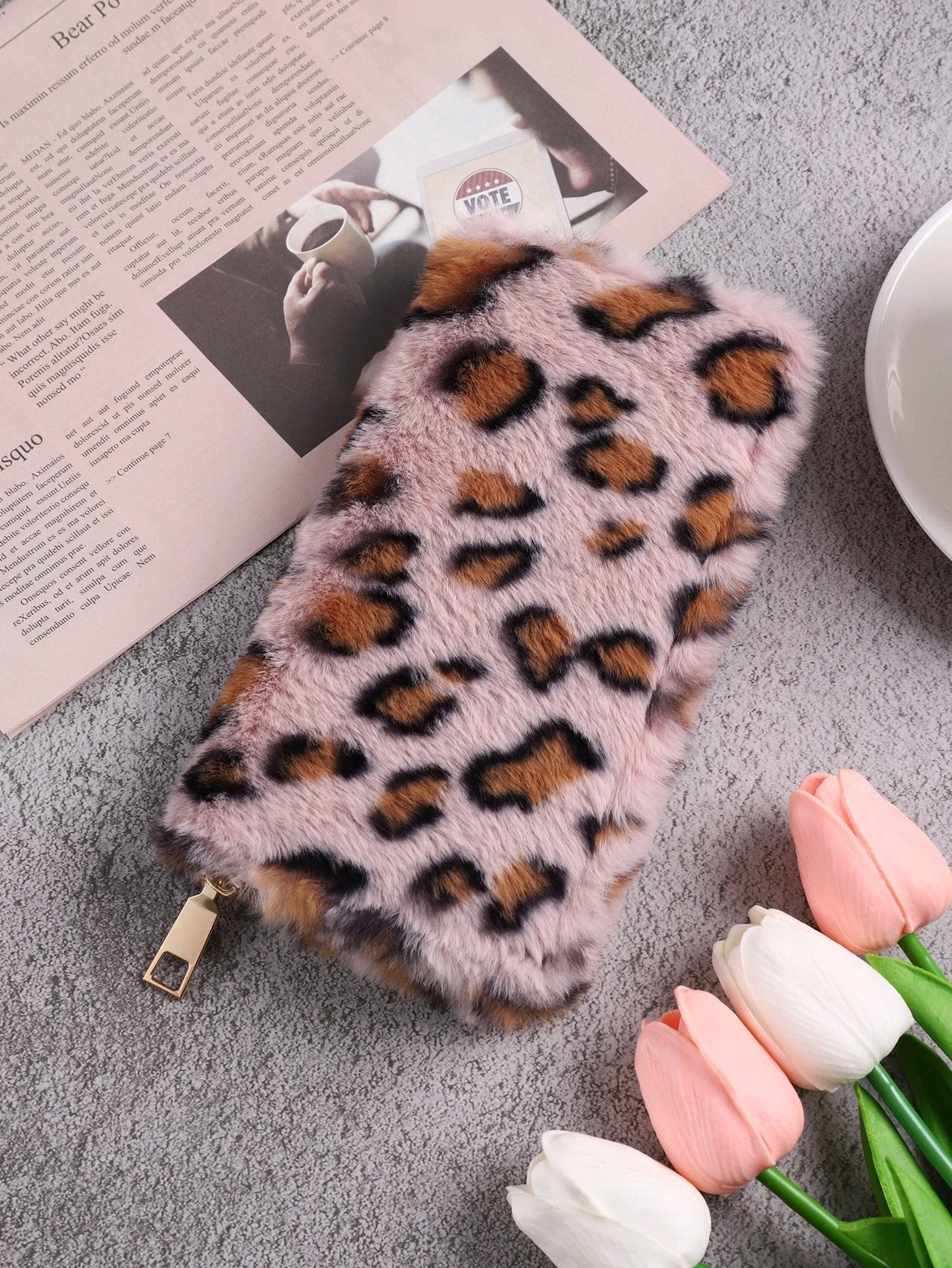Creative Plush Coin Purse Fashion Leopard Print by GJG Denim