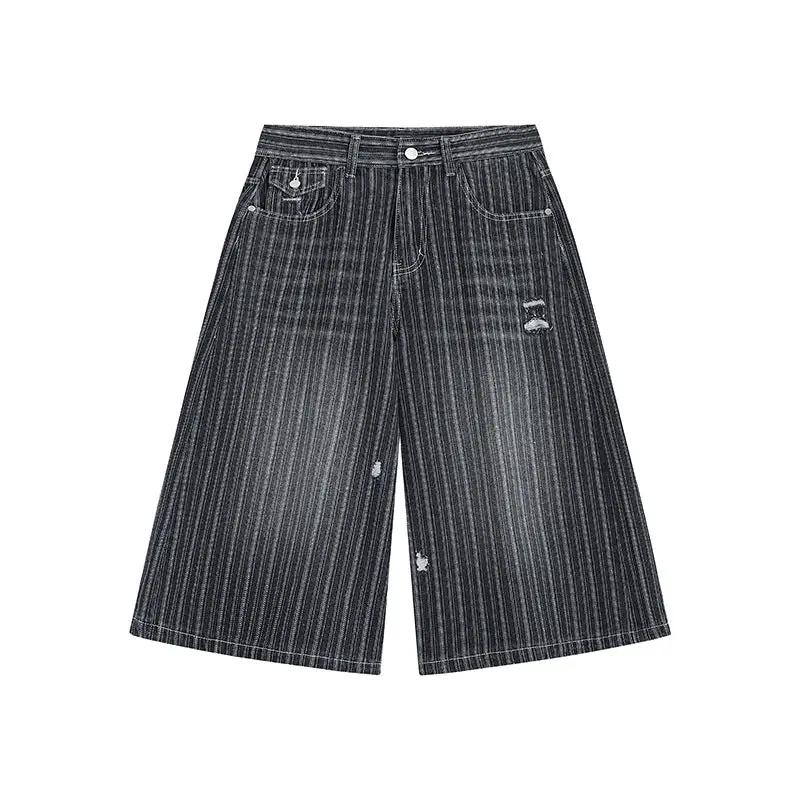 Men's Striped Capri Denim Shorts by GJG Denim