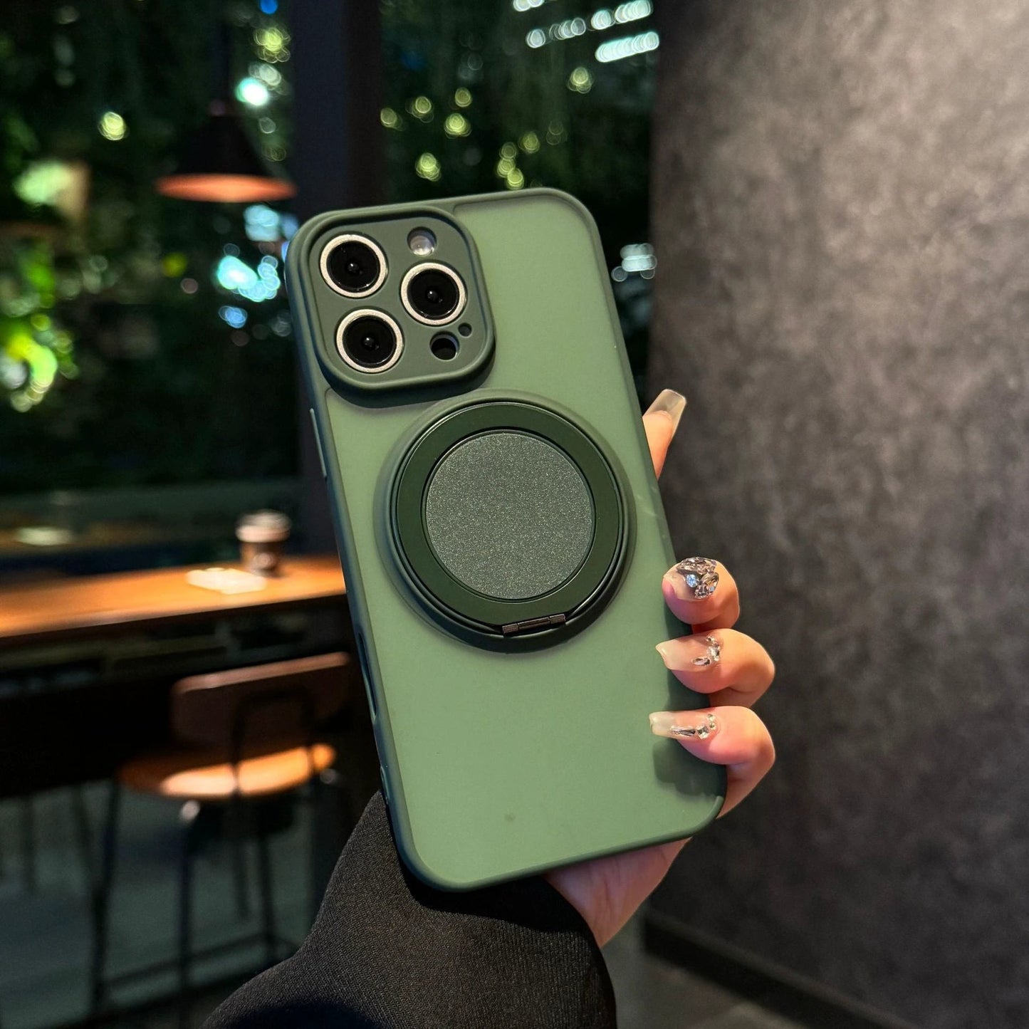 Skin-sensitive Magnetic Rotating Bracket Frosted Drop-resistant Phone Case by GJG Denim