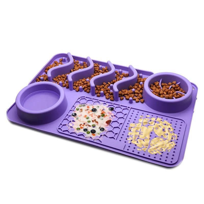Dog Silicone Licking Pad Pet Licking Mat Silicone Smelling Mat Multifunctional Food Bowl Pets Supplies by GJG Denim