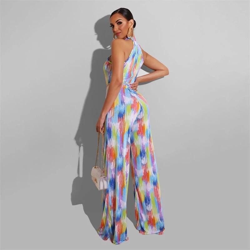 Printed Casual Striped Women's Jumpsuit by GJG Denim