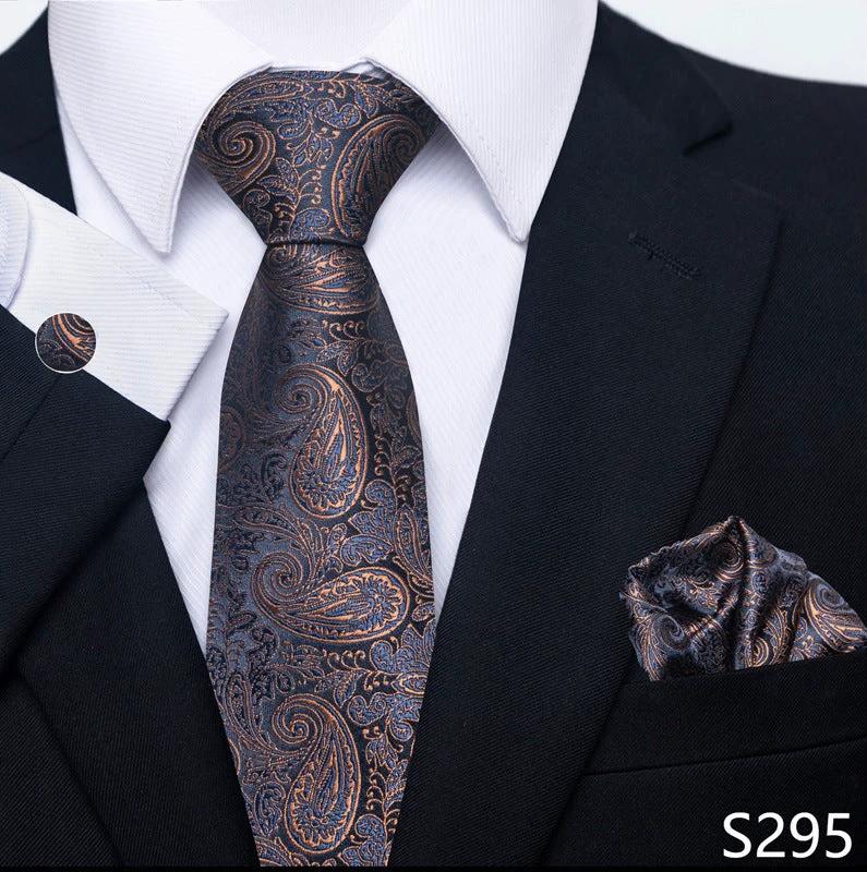 Men's Creative All-match Business Formal Wear Tie Scarf Cufflink Set by GJG Denim