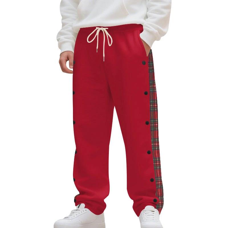 Simple Stitching Casual Sports Breasted Sweatpants by GJG Denim