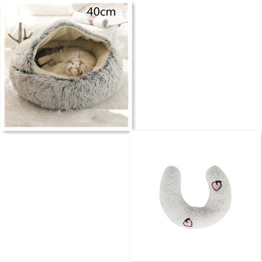 2 In 1 Dog And Cat Bed Pet Winter Bed Round Plush Warm Bed House Soft Long Plush Pets Bed Pet Products by GJG Denim